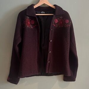 Vintage Embroidered Floral Button-Up Jacket